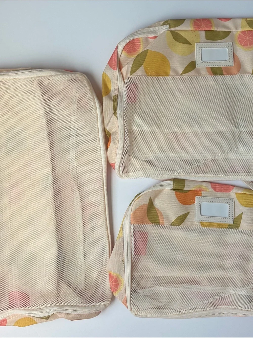 Calpak 3 set Peach Print Travel Organizer Set - Cream Travel Pouches